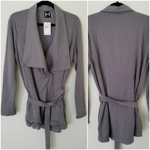 NWT Long Gray Fleece Waist Tie Jacket - Picture 5 of 8